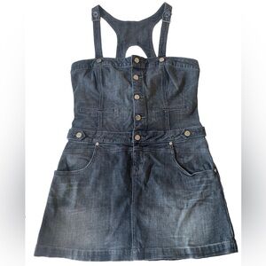 Karen Millen - Embroidered Denim Overall Style Mini Dress